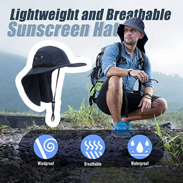 Sombrero de sol para hombre al aire libre con protección UPF 50+ Sombrero  de safari Sombrero de cubo de ala ancha con gorra para el cuello para  papá Adepaton BST3008063-2