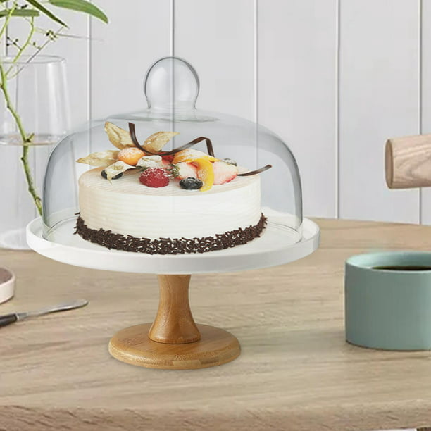 Soporte redondo para tartas con , bandeja de cerámica con cubierta de  cristal, soporte de madera, exhibición de almacenamiento de postres para 21  cm x 125 cm Macarena Puesto de pasteles