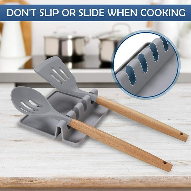 Soporte para cucharas, bandeja de goteo de porcelana para múltiples  utensilios, soporte grande para cocina y cuchara grande para estufa,  soporte