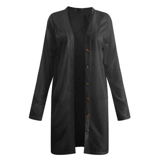 Puntoco moda mujer sólido suelto manga larga cárdigan otoño abrigo blusa  liquidación Puntoco Puntoco-2398