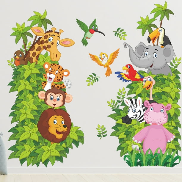  Calcomanías de pared de animales de la selva, pegatinas de pared de animales  de dibujos animados, el TUNC Sencillez | Walmart en línea