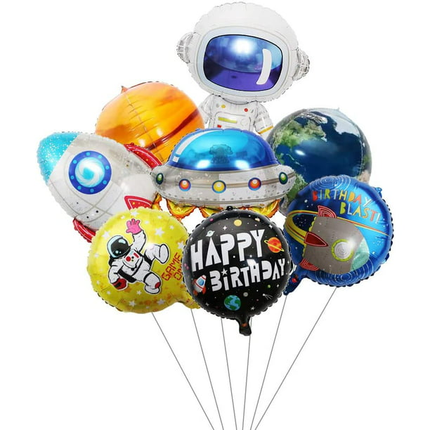 DIWULI Juego de globos espaciales de cumpleaños de 3 años, globo de cohete,  globos del espacio exterior, globo rojo número 3, suministros de fiesta de