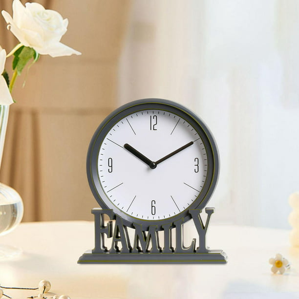 Relojes de mesa Fácil de leer Relojes de repisa decorativos familiares Sin  tictac Reloj de escritorio de estilo vintage para dormitorio Oficina Loft  C-gris Gloria Reloj de pared