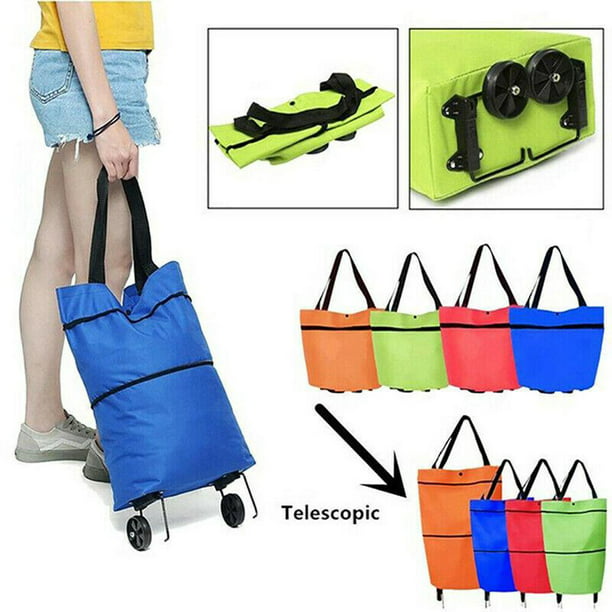  Bolsa de compras plegable con ruedas, carrito de compras  plegable con ruedas, bolsa de carrito de compras con ruedas, bolsas  plegables reutilizables para comestibles, bolsa de viaje (B0BVK6N5L1) :  Hogar y