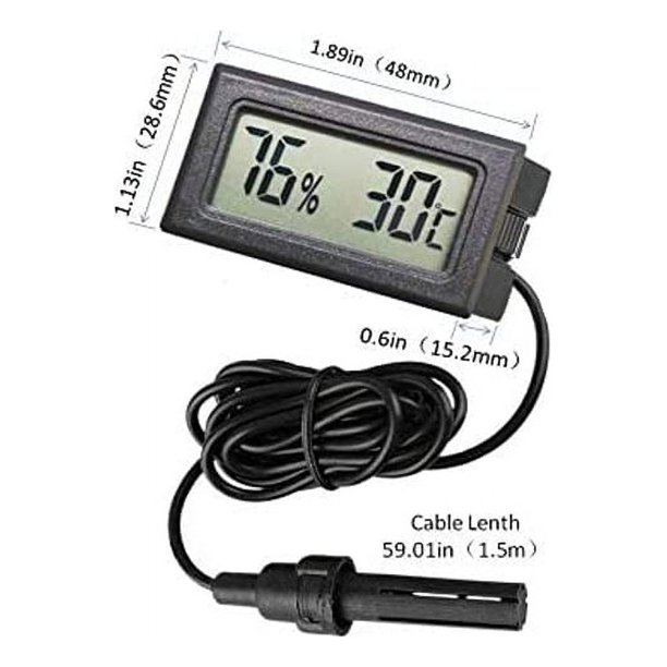 3x Mini LCD Digital termómetro higrómetro temperatura humedad probador con  Sensor externo para nevera congelador acuario MFZFUKR LL-2419