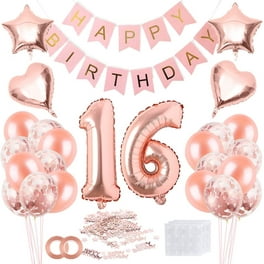 RV Decoración cumpleaños 18 en oro rosa, pancarta feliz cumpleaños, globo  de helio números 18 Rojo Verde
