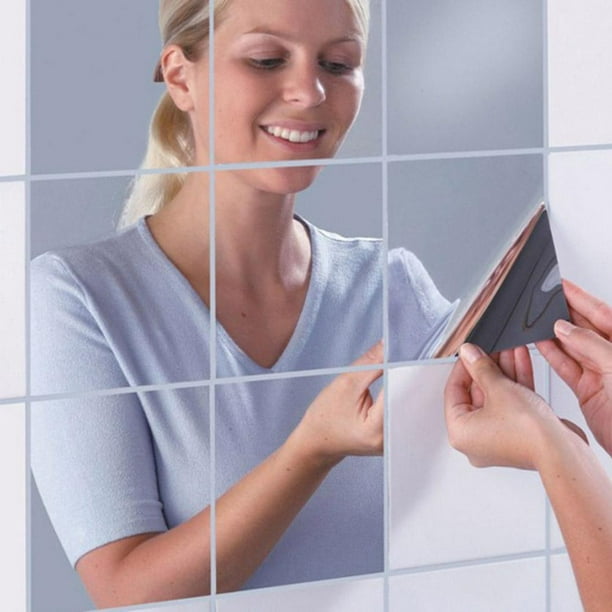 16 Uds espejos autoadhesivos azulejos espejo pegatinas de pared para  decoración del hogar Ndcxsfigh Nuevos Originales