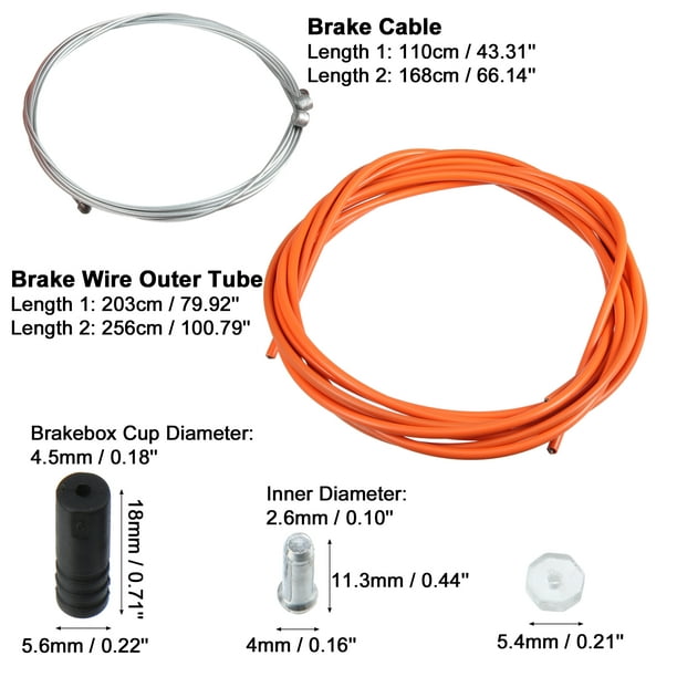 1 Juego Bicicleta Cambio Desviador Cable Freno Cable Kit Naranja Unique  Bargains cables de freno de bicicleta y carcasa