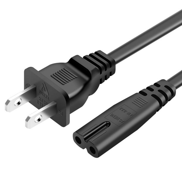 Samsung LG TCL Sony TV Cable de alimentación Cable de 3.9 pies: Enchufe de  pared de CA de 2 clavijas Negro Ormromra CZDZ-ST107