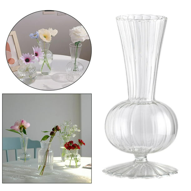 Floreros de cristal para centros de mesa, decoración de boda, florero de  vidrio transparente para ramo de flores, 9 pulgadas de alto