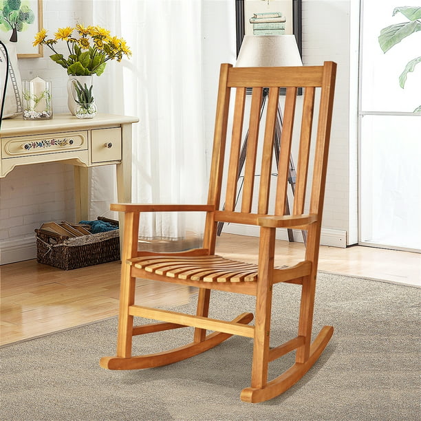 Mecedora de madera, silla mecedora de tamaño cómodo para patio, balcón,  patio trasero, sala de estar, mecedora resistente a la intemperie, uso en