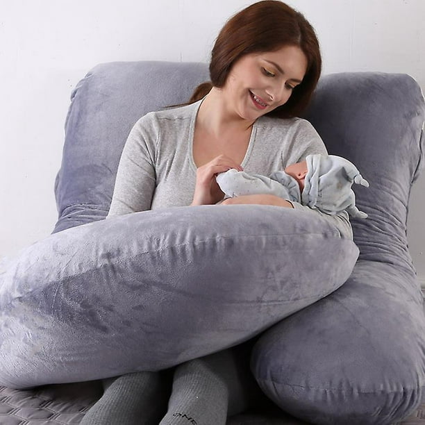 Almohada de embarazo para mujeres embarazadas Dormir Enfermería Maternidad  Almohada de cuerpo completo Soporte para espalda Vientre Cadera Pierna con  cubierta extraíble