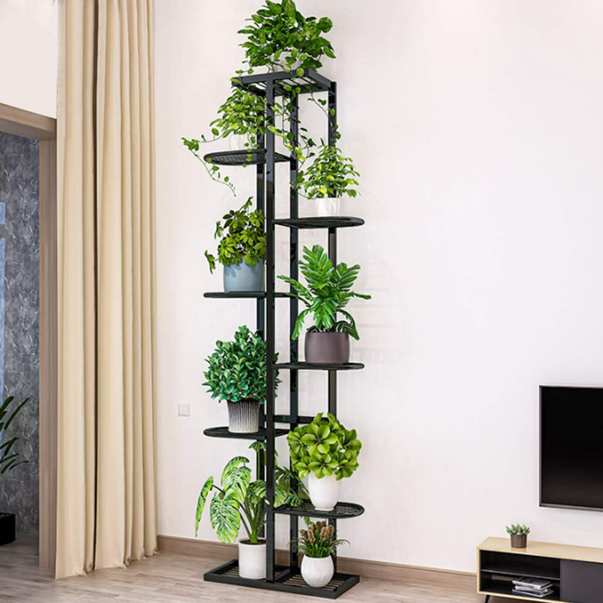 Soporte de metal para múltiples plantas, 6 niveles y 12 macetas,  organizador de múltiples estantes para plantas, estante de exhibición de  macetas de