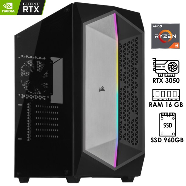 PC gamer Ryzen 3 PRO 4350G AMD RAM 16GB SSD 960GB NVIDIA RTX 3050