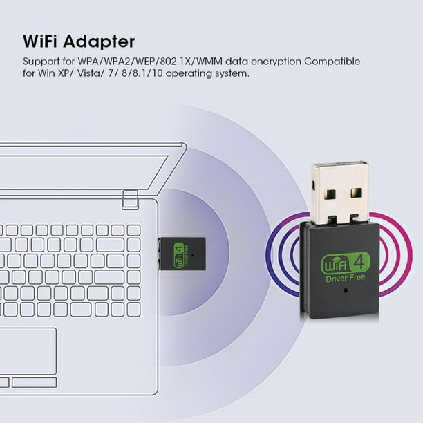 CiCiglow Adaptador WiFi USB, 300M Drive WiFi Gratuito Adaptador inalámbrico de Tarjeta de Red USB Receptor WiFi Externo Dongle para Win XP/Vista/7/8/8.1/10. adaptador wifi usb Spptty No | en línea