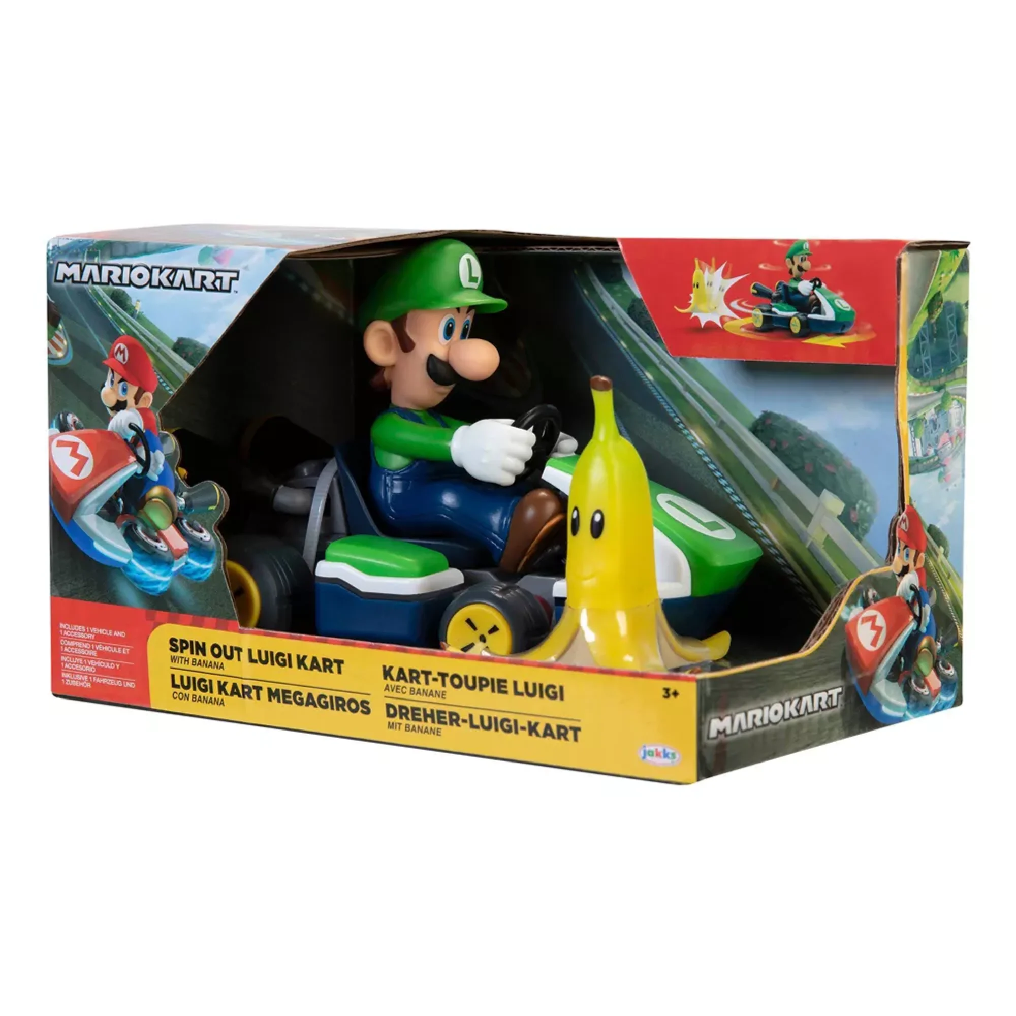 Carro Luigi Mario Kart Deluxe Giratorio 360 Grados Con Accesorio Banana ...