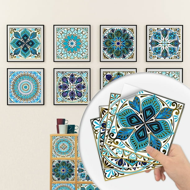  Papel tapiz autoadhesivo de mosaico de azulejos mexicanos sin  costuras e imágenes sin costuras e imágenes removibles para despegar y  pegar, mural decorativo de pared, pósteres para cubrir el hogar, 