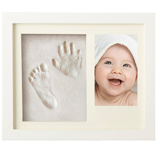 Marco de imagen de huella y huella de mano de bebé, kit de recuerdo de  recién