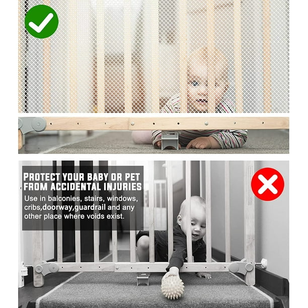  Protector de barandilla para bebé, 10 x 3 pies, red de  seguridad para niños, barandilla de escalera a prueba de malla para niños,  juguetes, mascotas, color blanco : Bebés