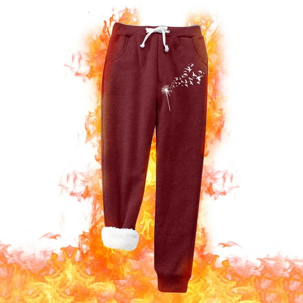 Gibobby Pantalones para el frío de mujer Pantalones de terciopelo con  estampado de diente de león para mujer, pantalones térmicos con forro  polar(AG,XG)