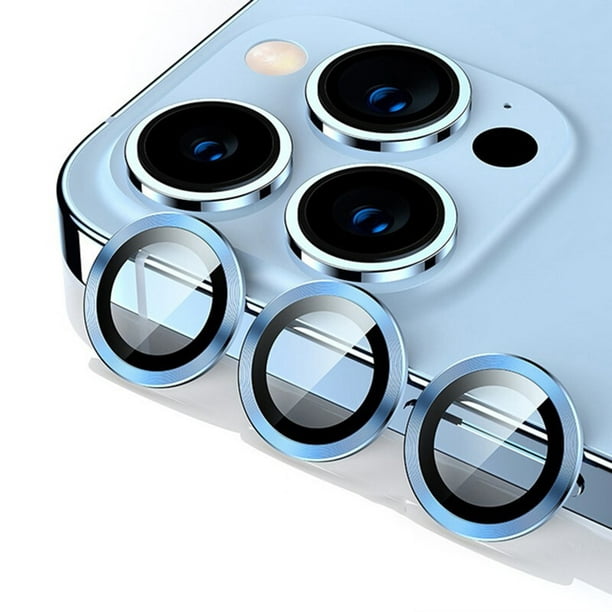 Funda rígida iPhone 14 Pro Max con protector de cámara metal (azul)