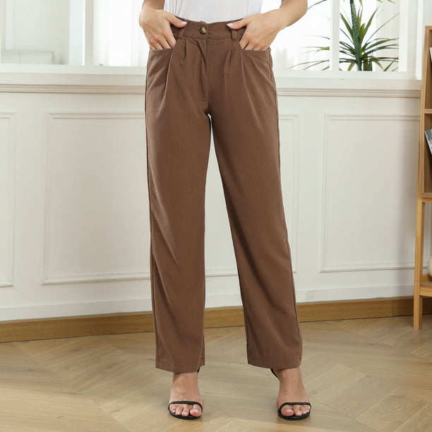 Pantalones plisados pantalones sueltos elegantes y elegantes de