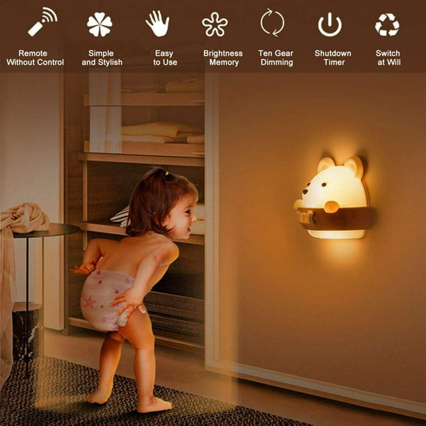 Luz nocturna para bebé, lámpara de luz nocturna para dormitorio