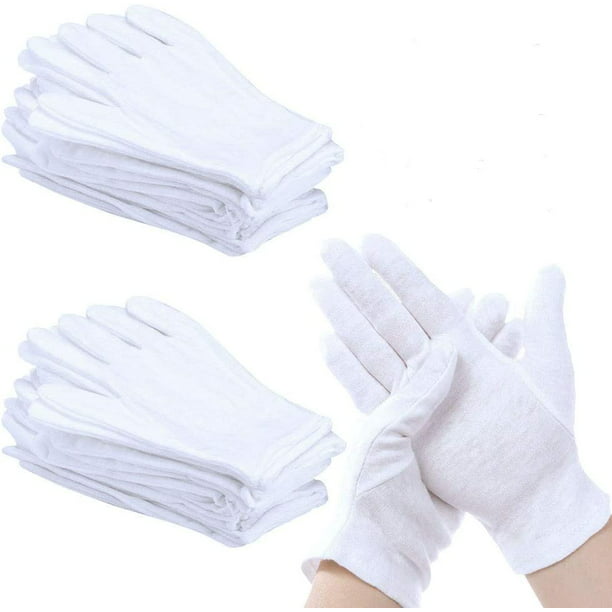 12 pares de guantes algodón blanco, suaves y transpirables para inspeccionar joyas---- Electrónica | Walmart línea