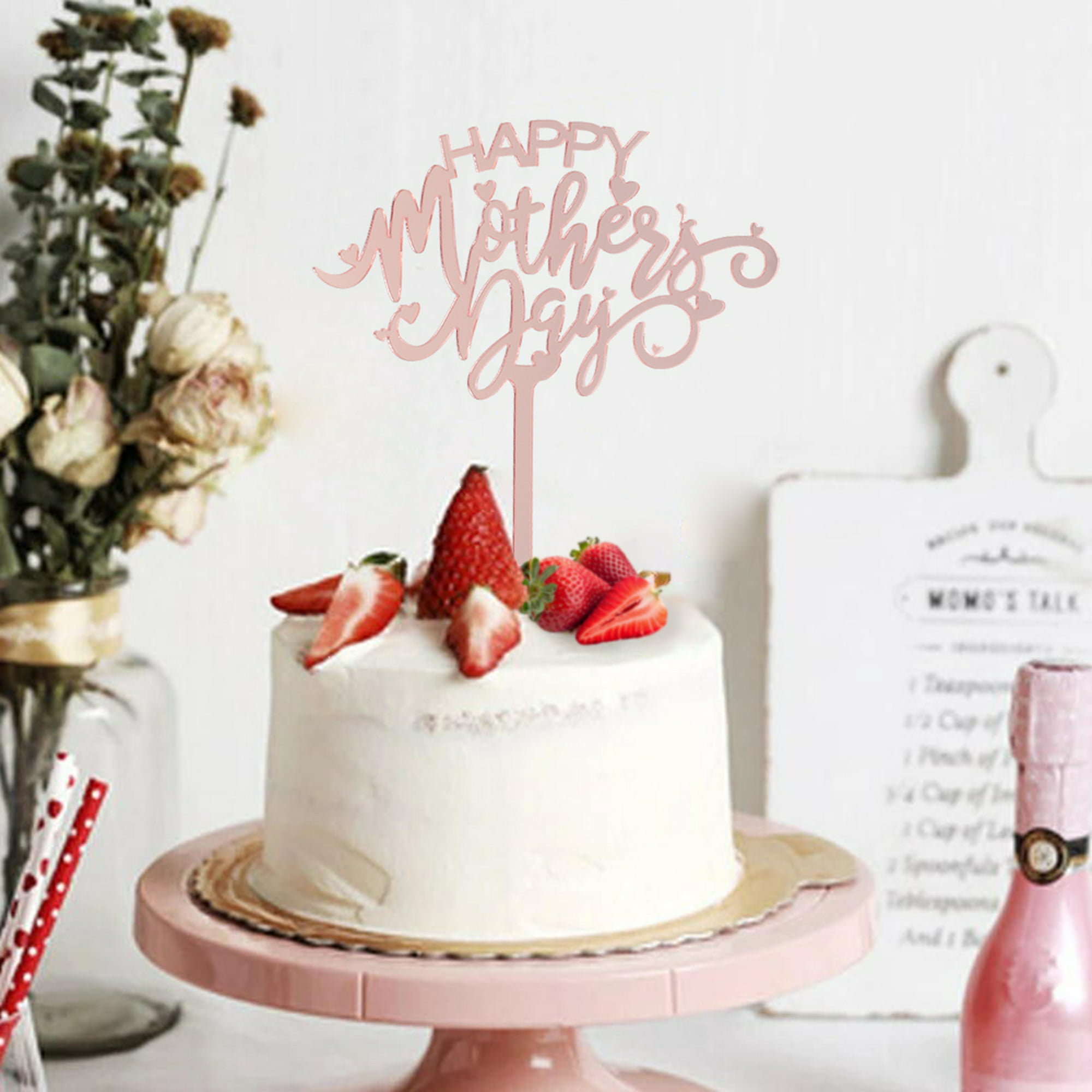 Acrílico Rose Gold Cupcake Topper Happy Birthday Cake Topper Suministros para  pasteles de cumpleaños Muyoka Hogar | Walmart en línea