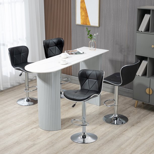 Juego de 2 Bancos para Barra Gris con Reposapié Altura Ajustable Giratorio  360​​°​​ HOMEMAKE FURNITURE Moderno