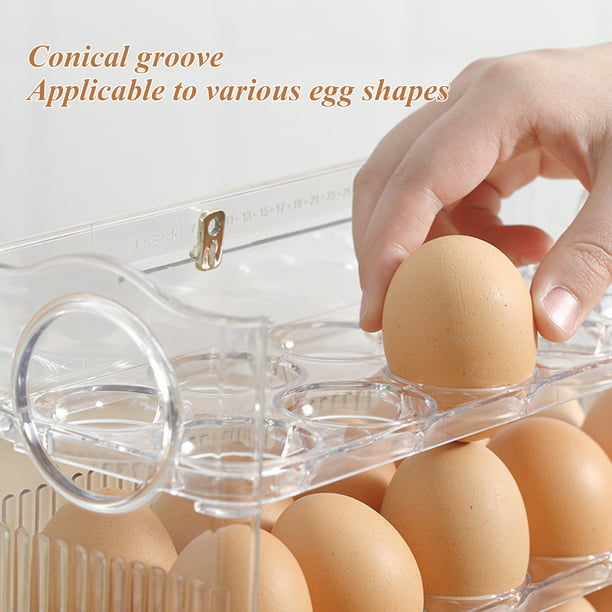 Soporte para huevos para refrigerador, 30 rejillas, contenedor de  almacenamiento de huevos transparente para nevera, organizador de huevos  para puerta