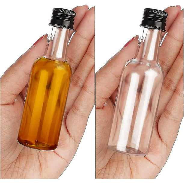 Mini botellas de licor (paquete de 24) - Botellas de alcohol vacías de  plástico reutilizables de 50 ml con tapas de rosca negras y embudo de  líquido para verter fácilmente, llenar botellas