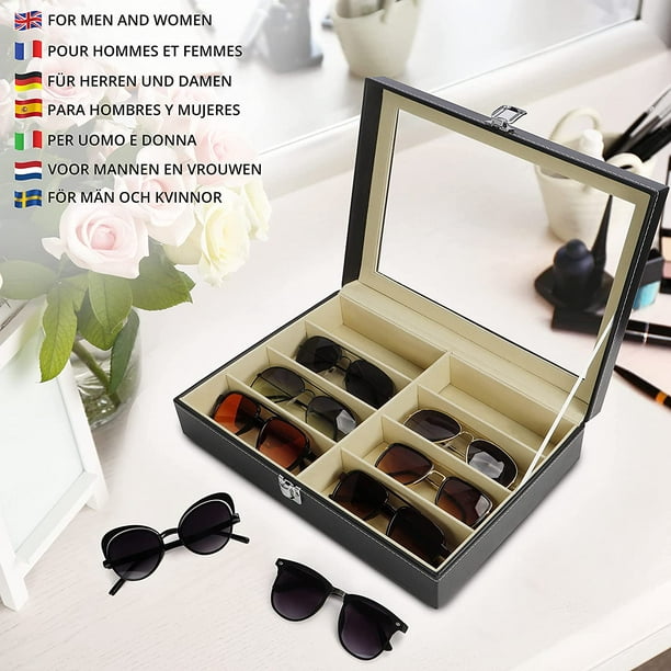 Kurtzy Caja Gafas Cuero Sintético Negro - Organizador Gafas de Sol