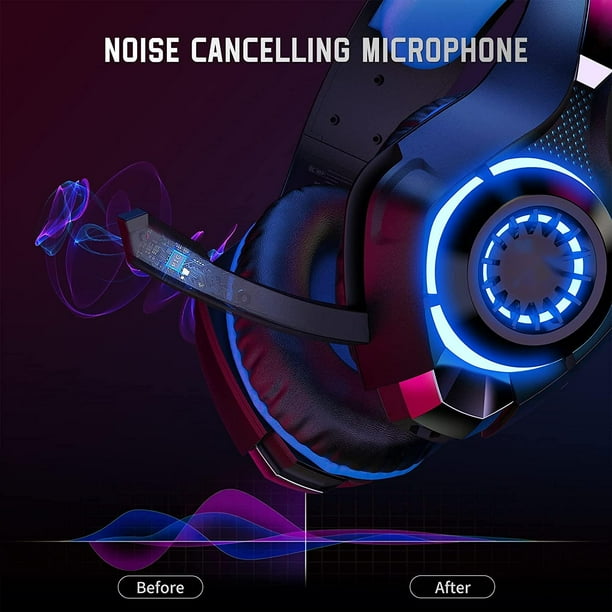  EKSA Auriculares para juegos, micrófono con cancelación de  ruido y luz RGB, auriculares para juegos compatibles con PC, PS4, PS5,  laptop, computadora (gris-arenisca) : Videojuegos