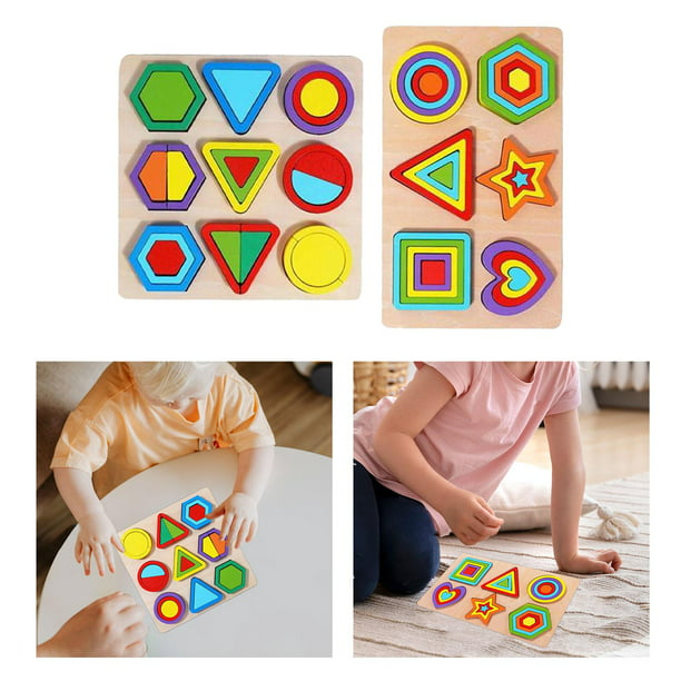 Rompecabezas para niños de 2 a 4 años de edad, 9 piezas, coloridos  rompecabezas de madera, juego de 6 juguetes de aprendizaje para el  desarrollo del