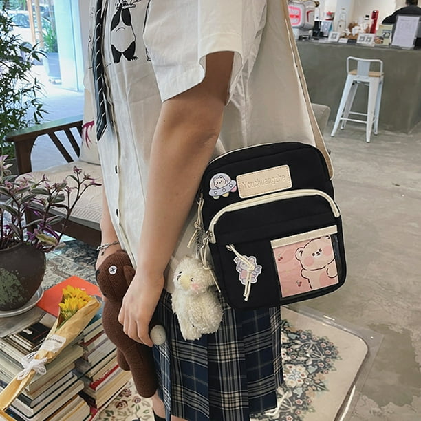 Bolsos cruzados japoneses Harajuku para mujeres y hombres, Bolso de nailon  para libros de estudiantes de