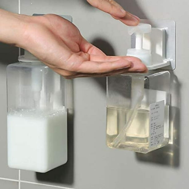 Dispensador de jabón con ventosa, dispensador de jabón para colgar en la  pared del baño, botella de loción para colgar en la pared, botella de gel  de