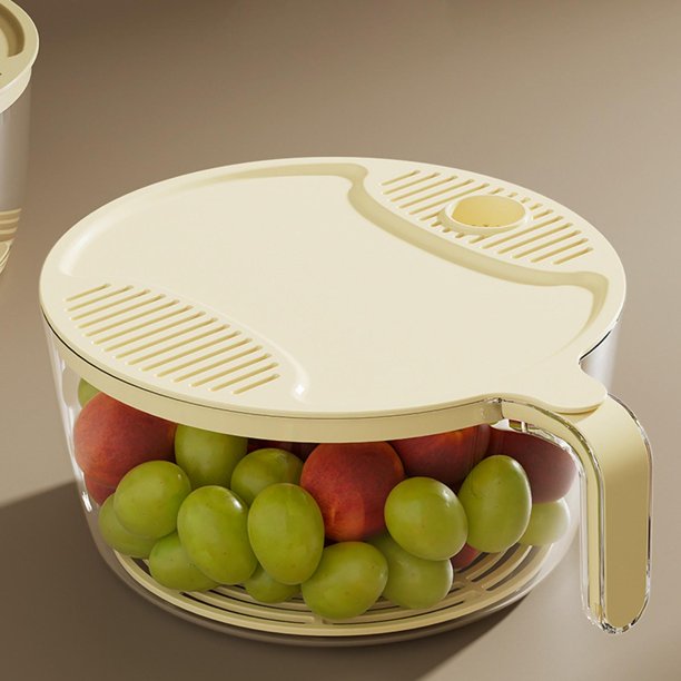 Colador plástico para lavar arroz, porotos, frutas o verduras, cesta de  cocina tamaño grande. (Blanco)