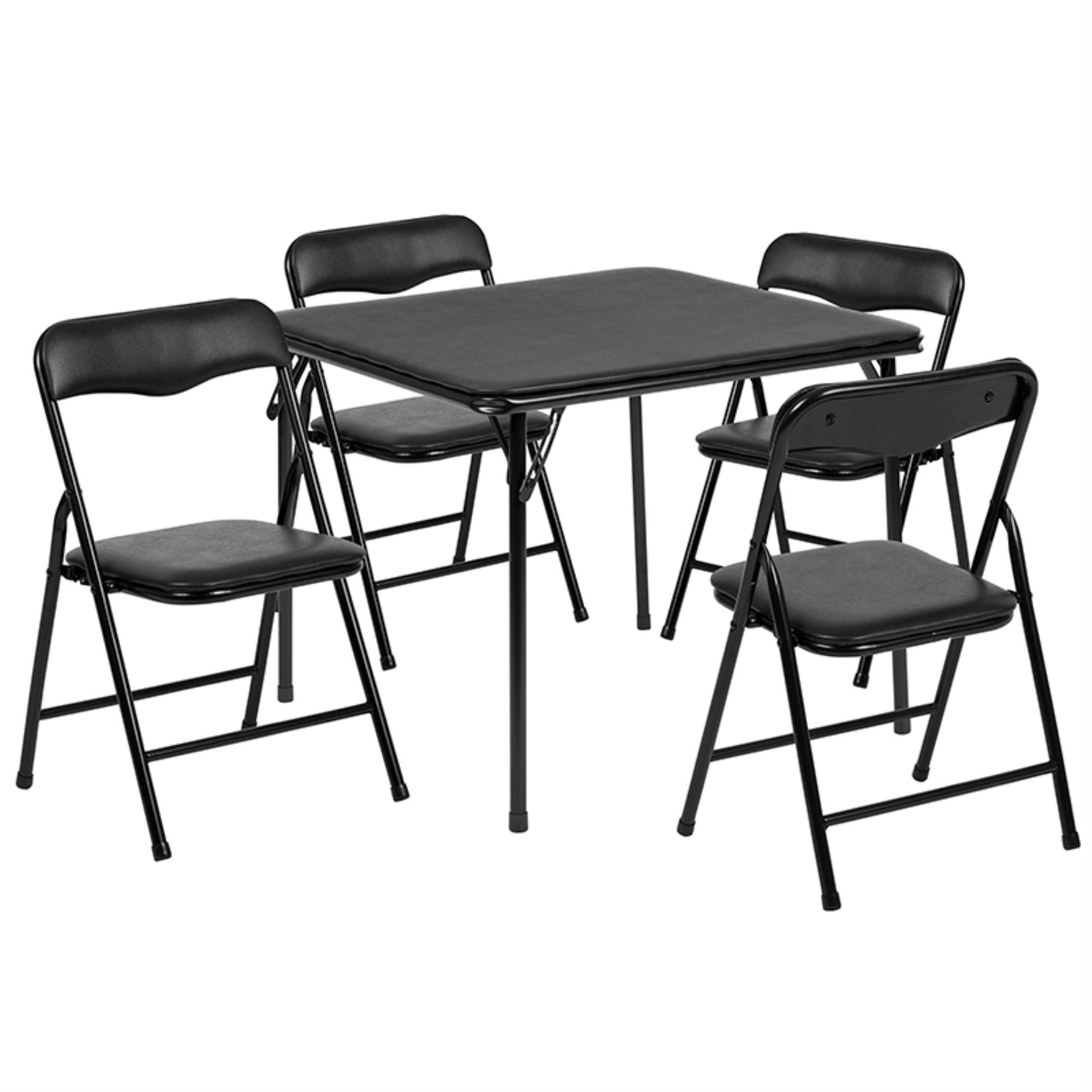 Juego de mesa y sillas de tarjetas de 5 piezas, juego de mesa plegable  acolchada para 4 sillas de mesa de tarjetas, hogar, cocina, comedor, sillas