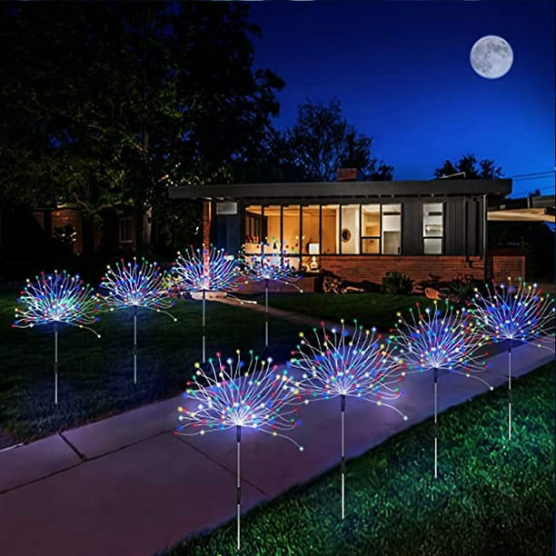 Luces solares de fuegos artificiales para exterior, 4 paquetes de luces LED  para jardín de patio de fiesta Afortunado Sencillez