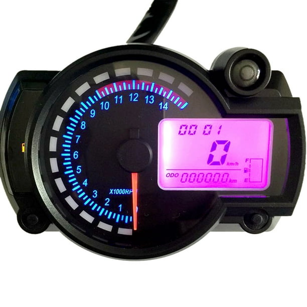 Velocímetro de motocicleta de 12 V, 8.4 x 7.1 x 3.6 pulgadas, velocímetro  LCD tacómetro para engranaje, velocidad, kilometraje, tiempo, pantalla de