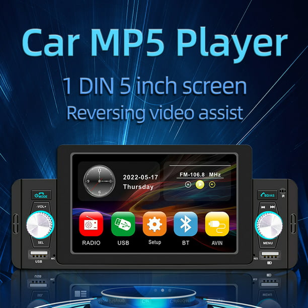 Estéreo de coche de doble DIN en tablero, receptor FM con control remoto,  reproductor multimedia MP5 para automóvil con pantalla táctil digital