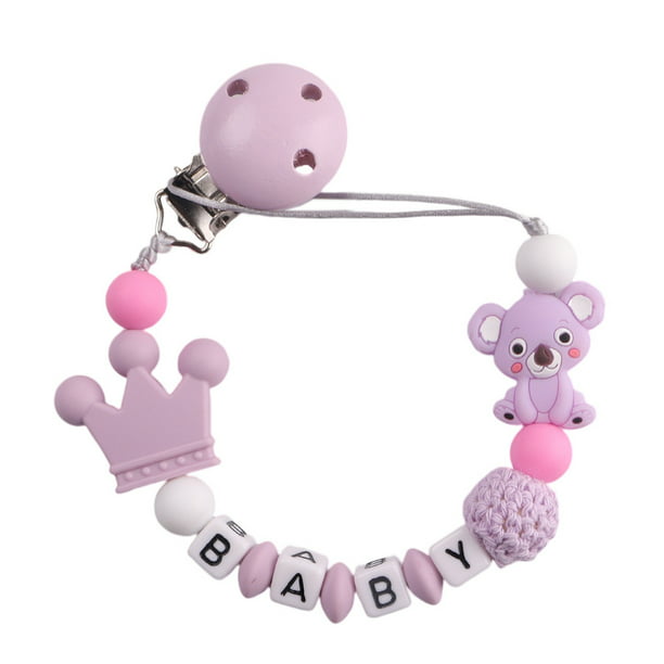 Panny & Mody Clip personalizado para chupete con nombre, soporte para  chupete de tela de algodón para regalo de cumpleaños de bebé, se adapta a  todos los chupetes (rosa) : : Bebé