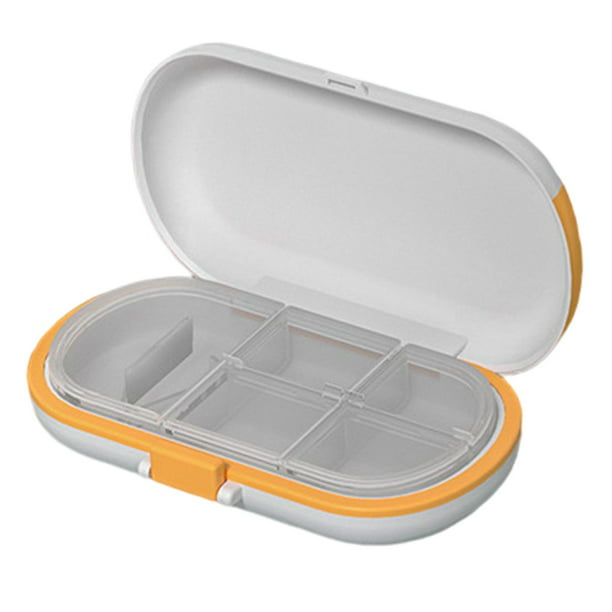 Caja de almacenamiento de medicamentos compacta de 4 rejillas con cortador  de pastillas, organizador Sunnimix Dispensador de cajas de medicamentos