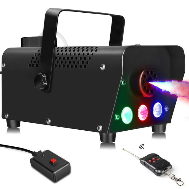 Máquina de niebla, 6 luces LED con efecto de 12 colores, máquina de humo de  VIRFUN con control remoto inalámbrico y con cable para fiestas, Halloween