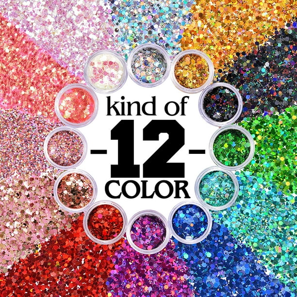 Confeti Figuras Colores Pastel X12 - Glitter Uñas