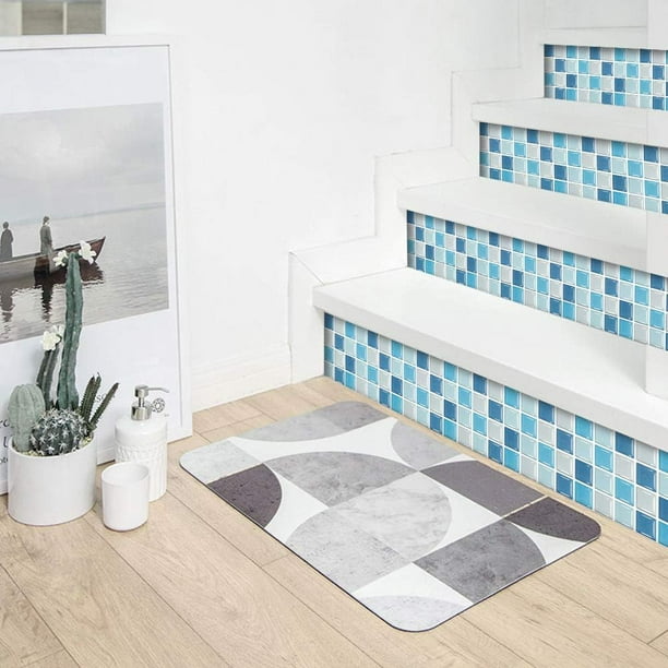 8 azulejos adhesivos 20x20cm Kani / Mármol / azul / para ducha, paredes,  suelo, cocina, baño…