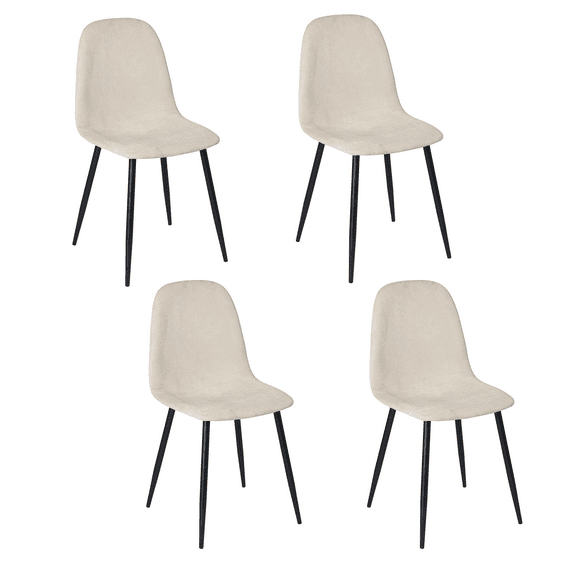 juego de 4 sillas de comedor beige asiento de felpa tubo de metal diseño homemake furniture escandinavo minimalista