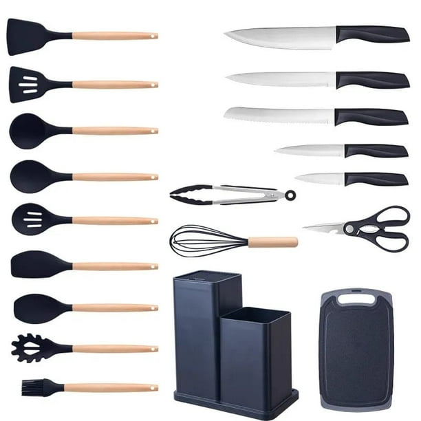 Set de utensilios de cocina en silicona , mas set de cuchillos