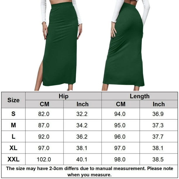 Faldas largas Falda básica con abertura lateral Color sólido Mujer Estilo  sexy Diseño simple Traje de vacaciones Ygjytge ejercito verde T XXL para  Mujer